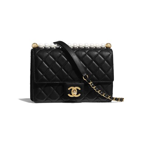 nero metallo chanel|Small flap bag, Lambskin, strass, imitation pearls & black.